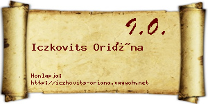 Iczkovits Oriána névjegykártya